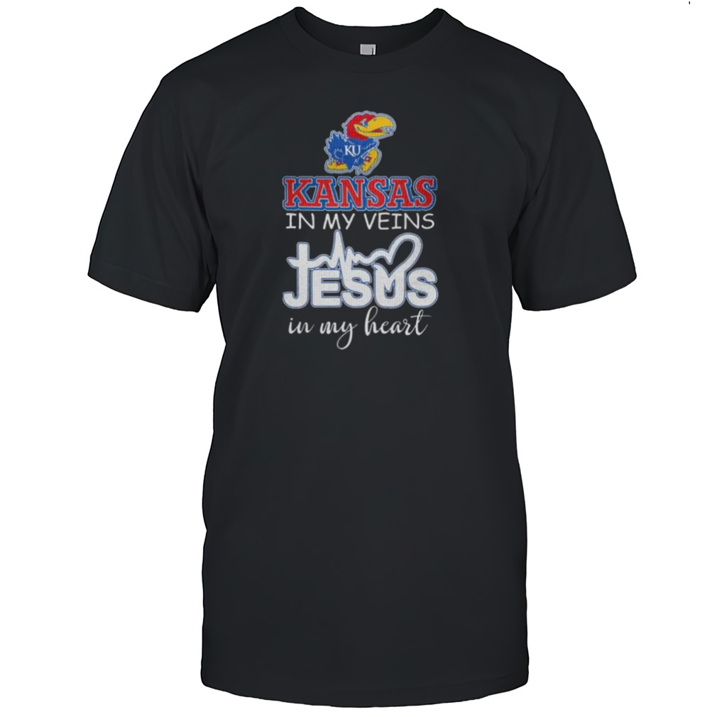 Kansas Jayhawks 2024 In My Veins Jesus In My Heart Shirt