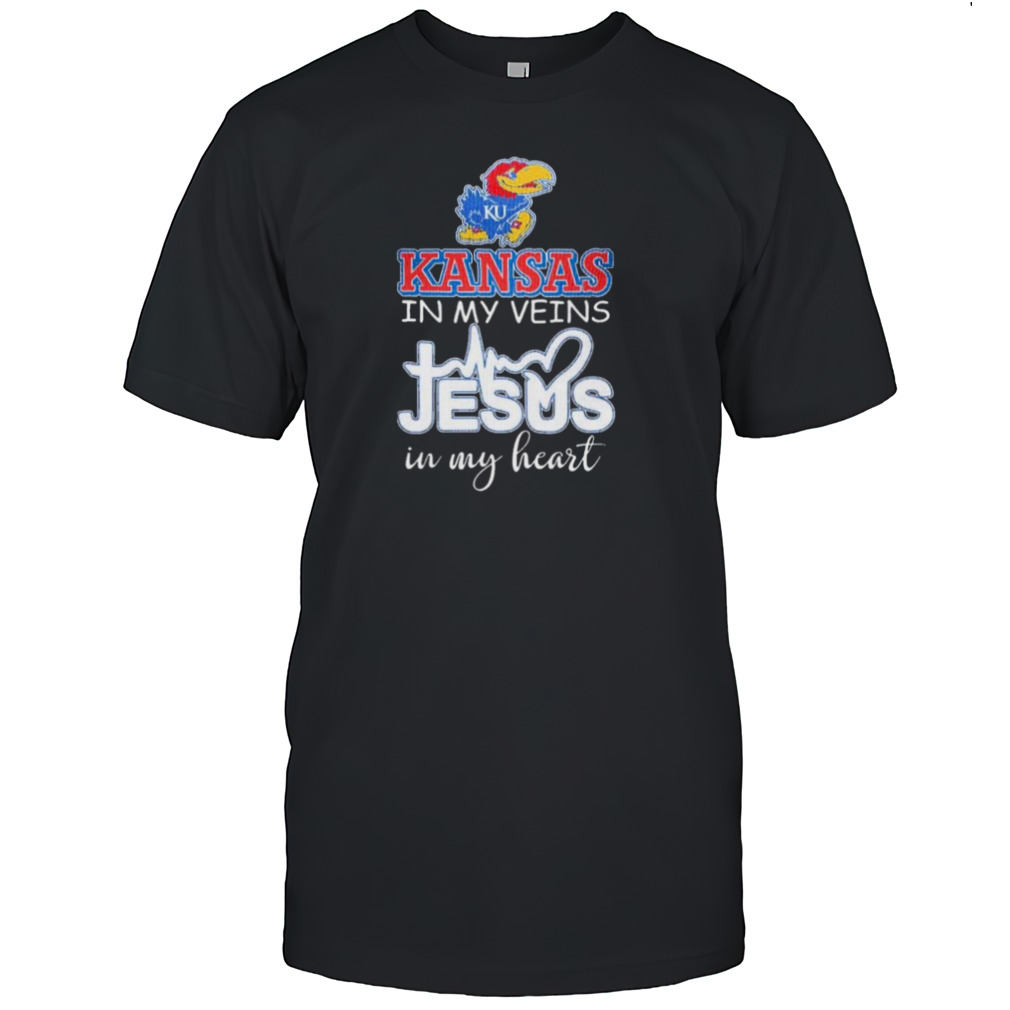 Kansas Jayhawks In My Veins Jesus In My Heart 2024 Shirt