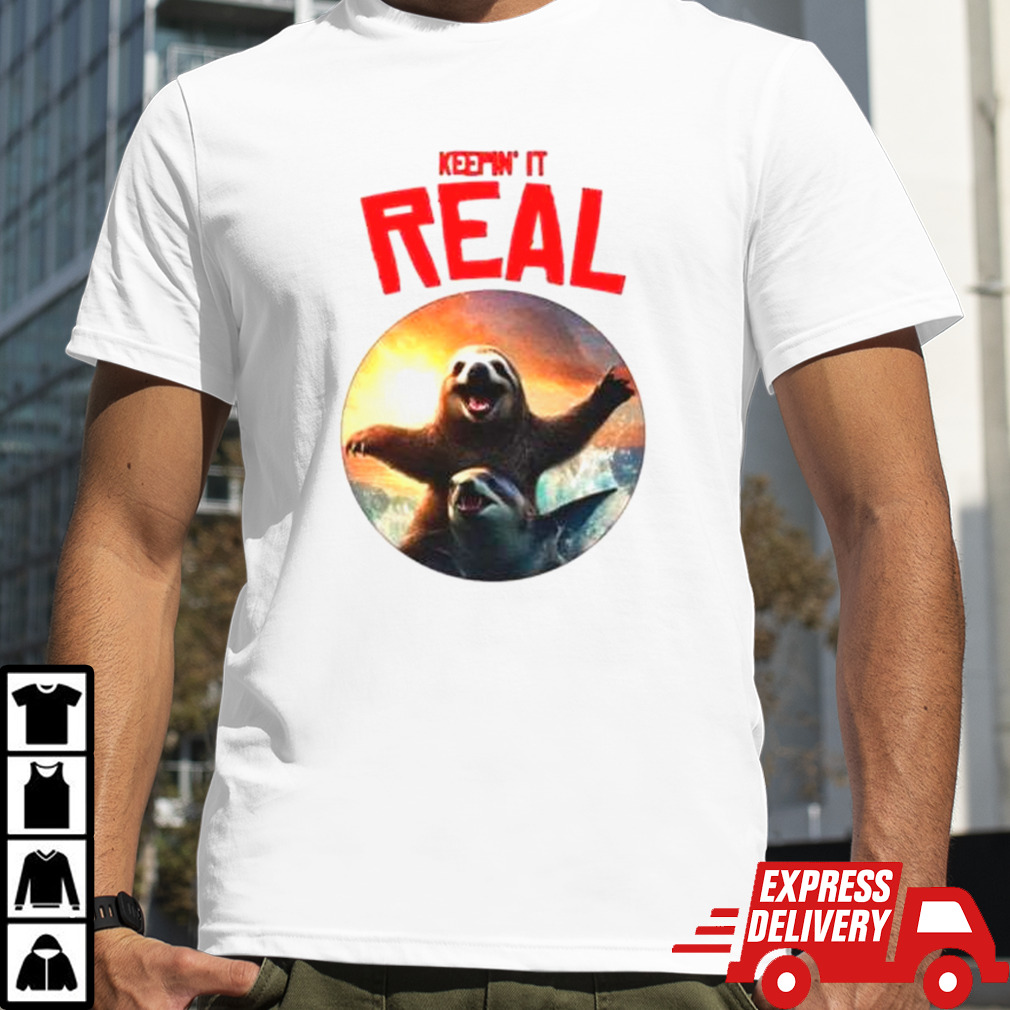 Sloth riding shark keepin’ it real shirt