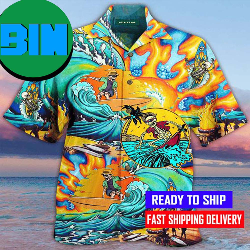 Amazing Surfing Skull Hawaiian Shirt