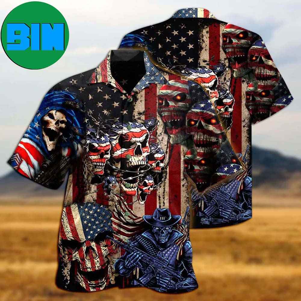 America Skull Pride Tropical Hawaiian Shirt