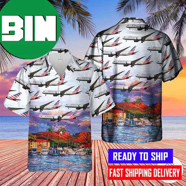 American Airlines Boeing 787-8 Dreamliner Hawaiian Shirt