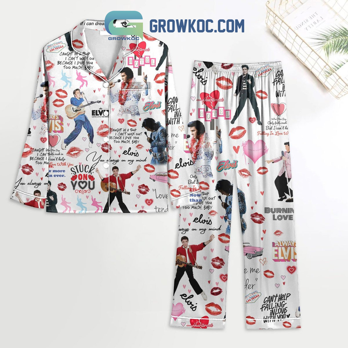 Elvis Presley Burning Love Polyester Pajamas Sets