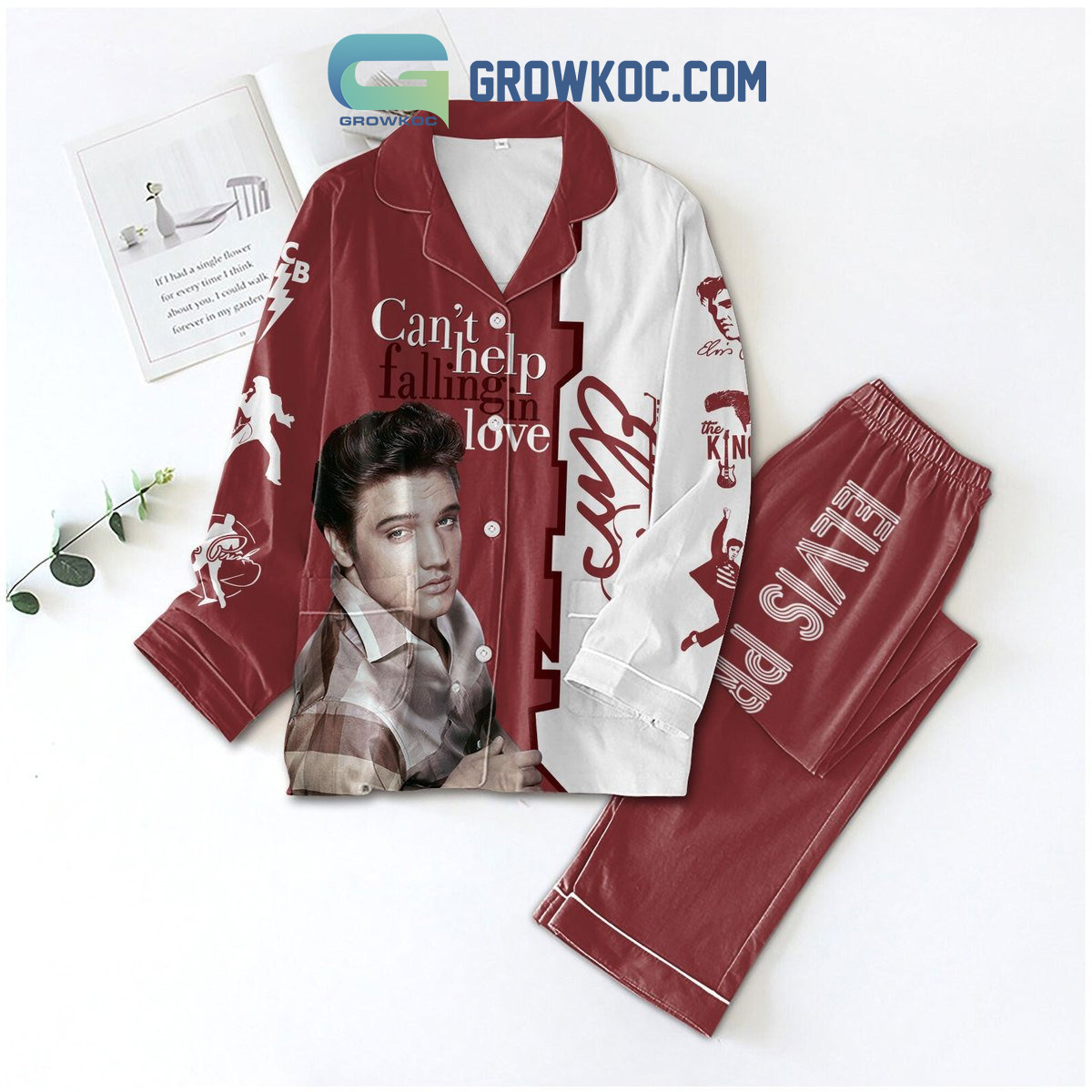 Elvis Presley Can't Help Falling In Love Polyester Pajamas Set