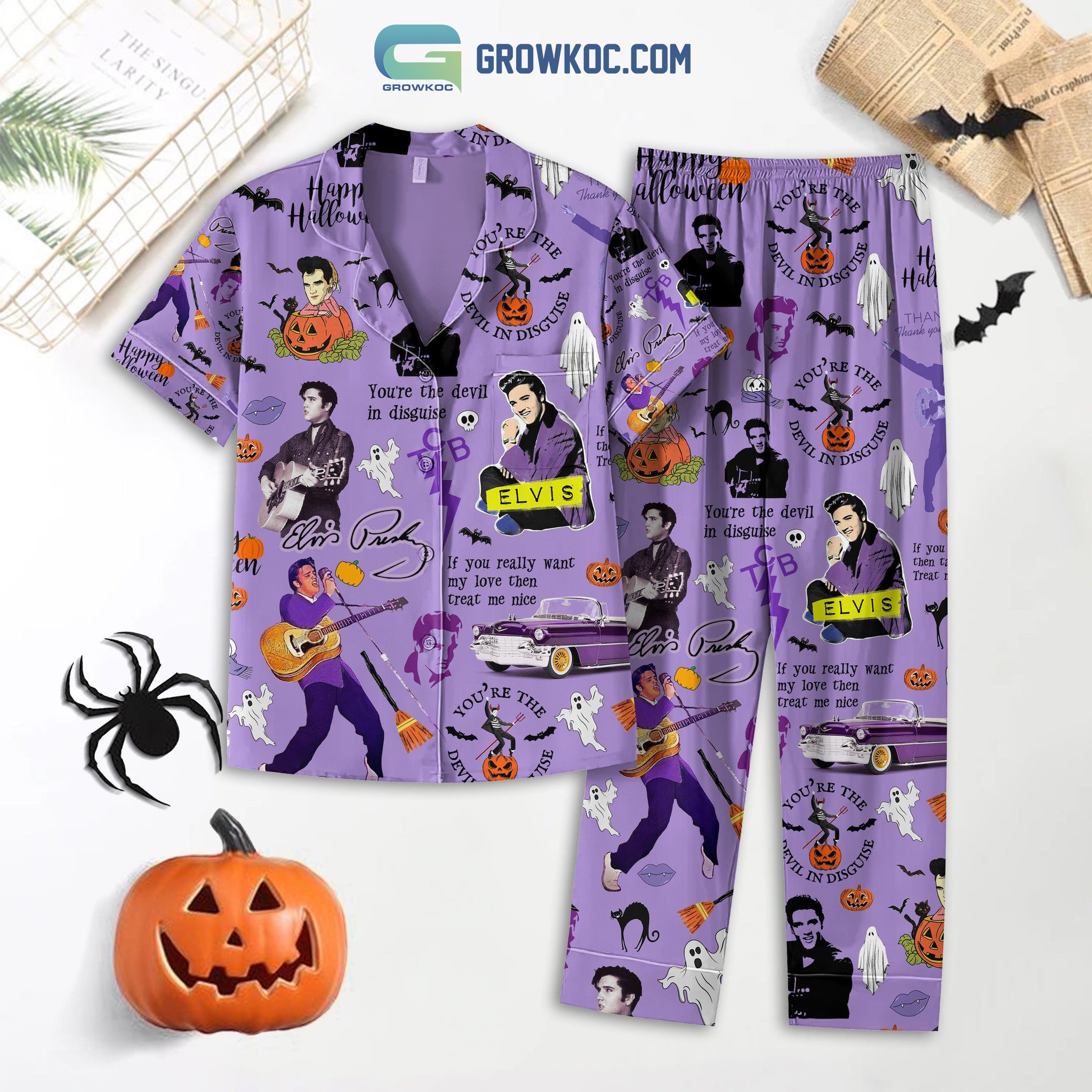 Elvis Presley Yous're The Devil In Disguise Happy Halloween Pajamas Sets