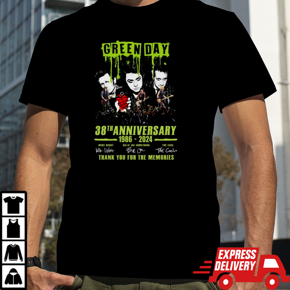 Green Day 38th Anniversary 1986-2024 Thank You For The Memories Signatures Shirt