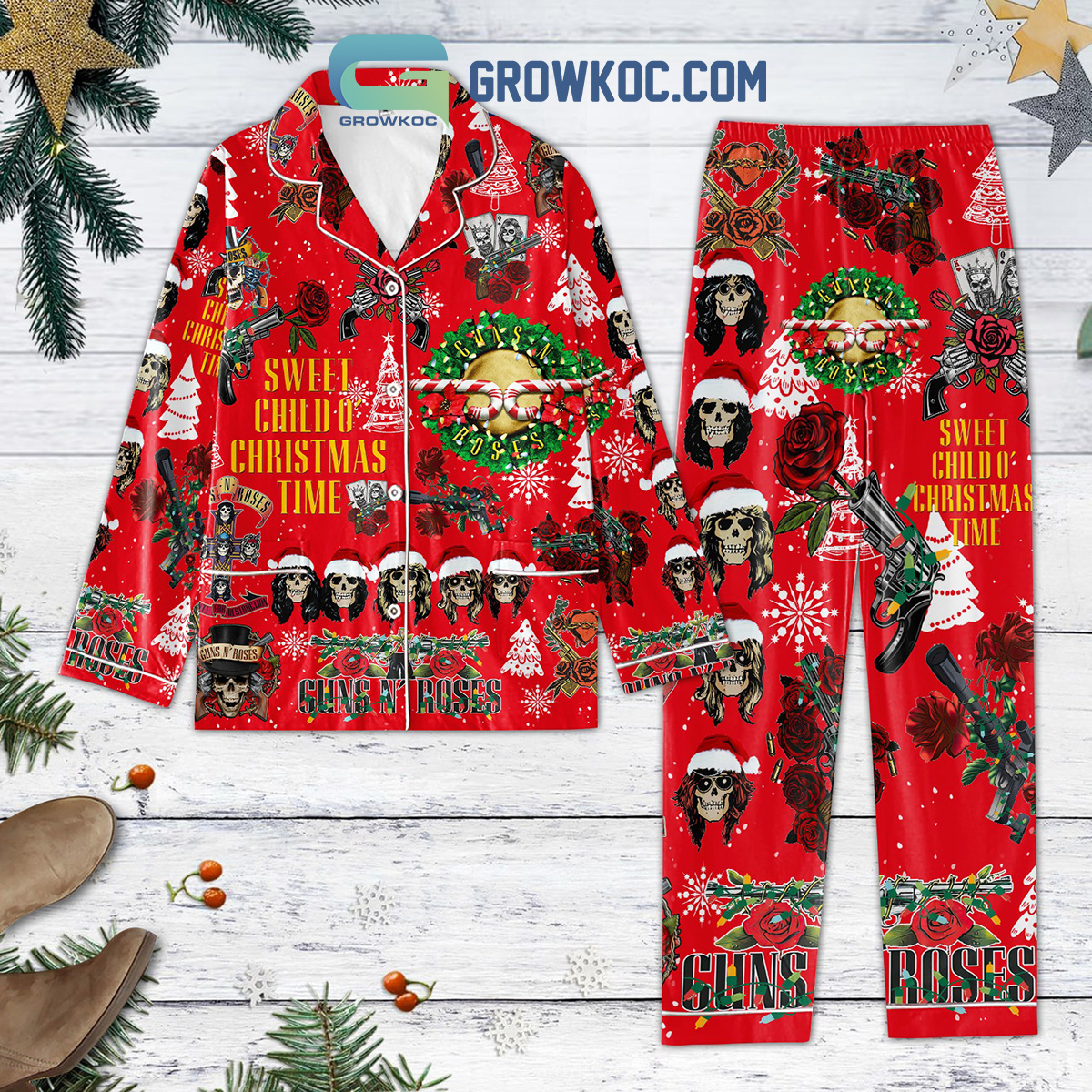 Guns Ns' Roses Sweet Child Os' Christmas Time Pajamas Sets