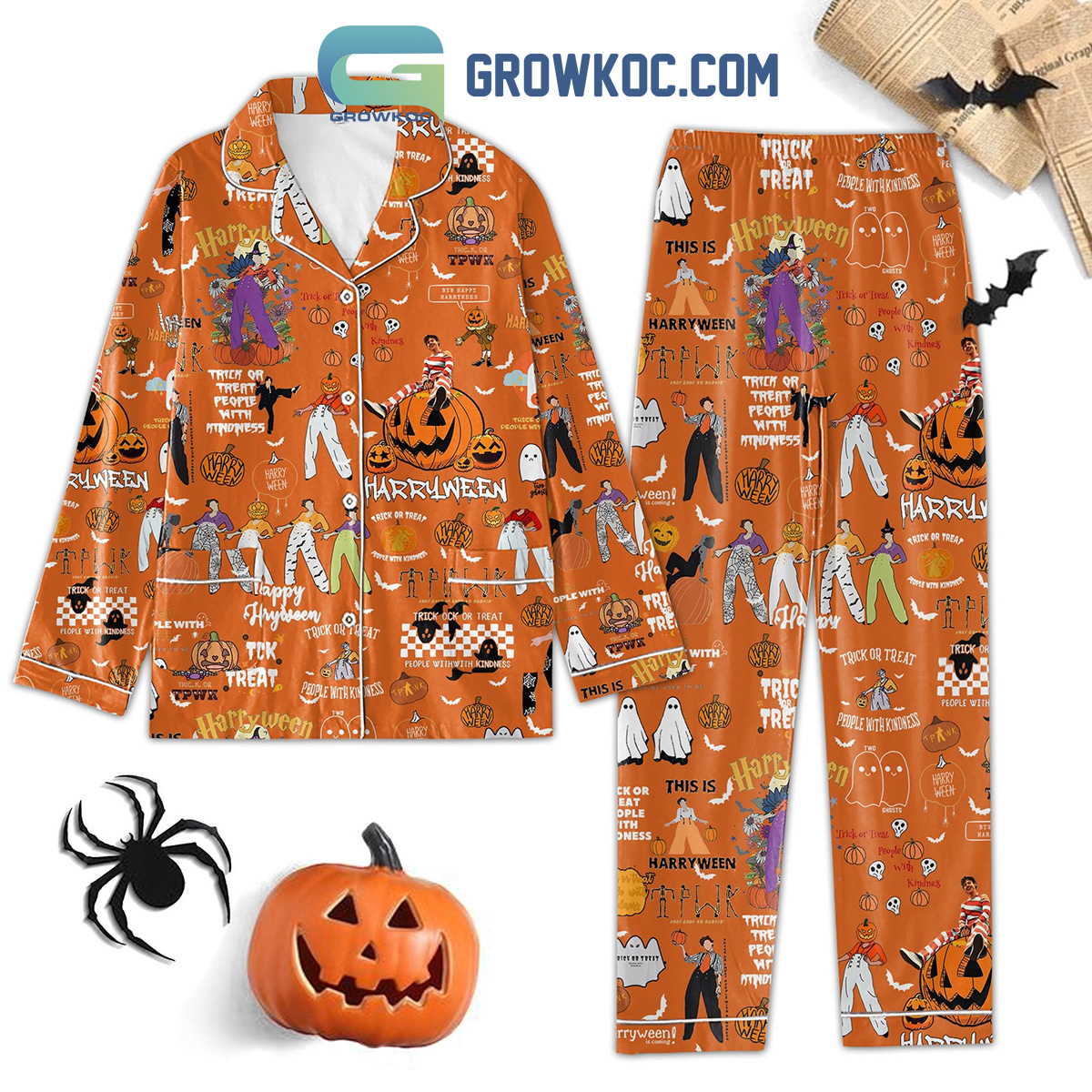 Harry Styles Harryween Trick Or Treat People With Kindness Pajamas Sets