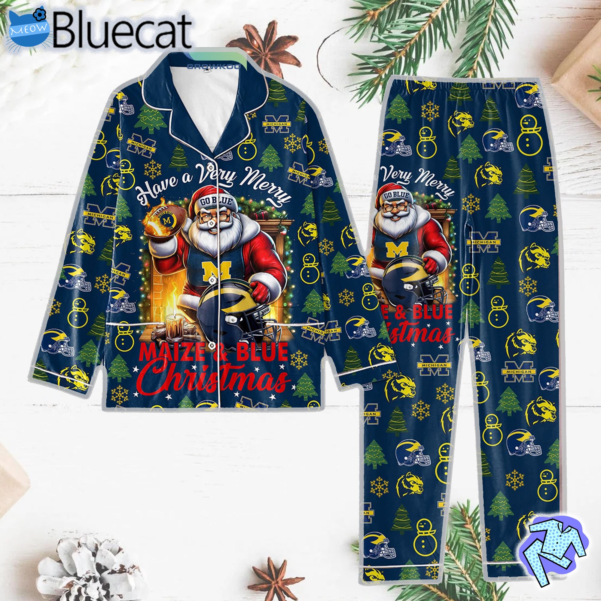 Have A Very Merry Maize And Blue Christmas Pajamas Set