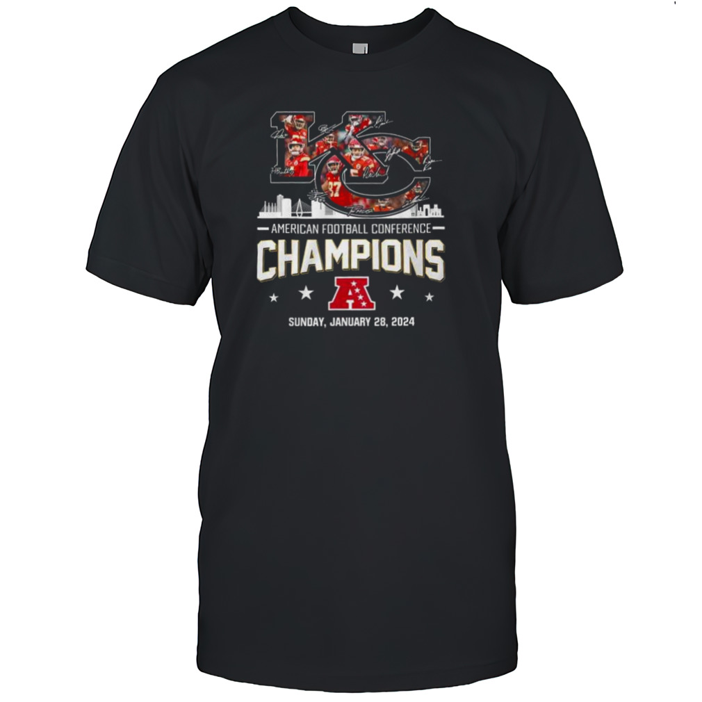 KC Chiefs AFC CHAMPIONS 2023-2024 Signature Two-Sided T-Shirts
