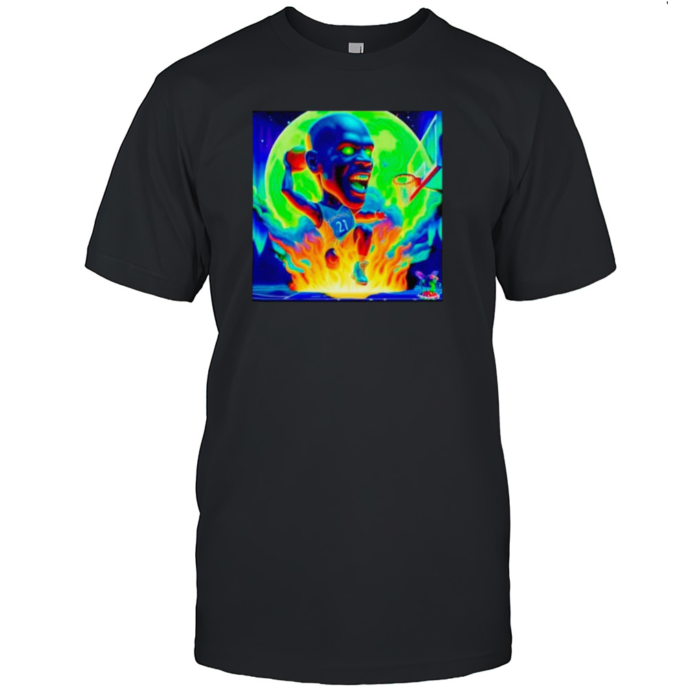Kevin Garnett KG he’s on fire Psychedelic meme Minnesota Timberwolves shirt