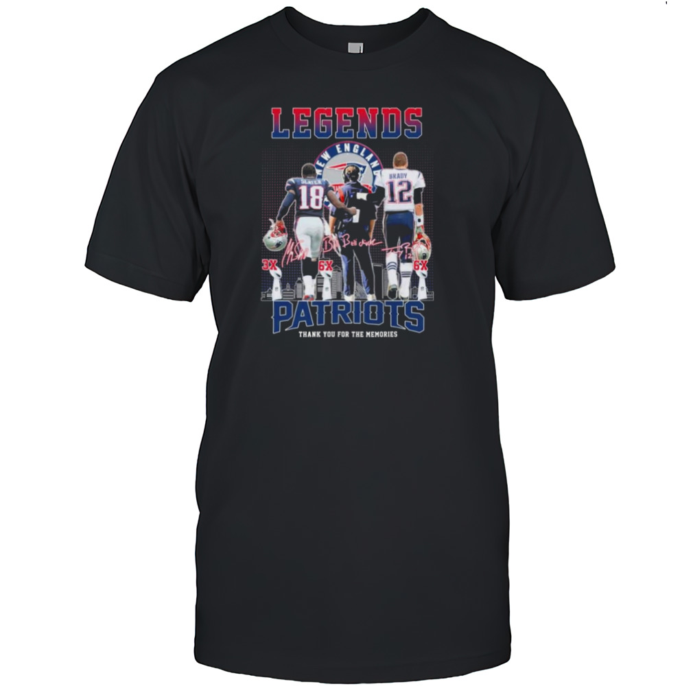 Legends Bill Belichick Tom Brady And Matthew Slater New England Patriots Thank You For The Memories Signatures Shirt