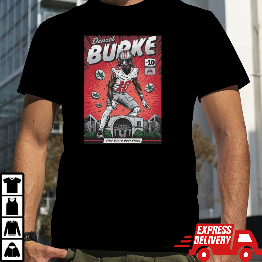 Ohio State Buckeyes #10 Denzel Burke Nil Comic T-shirt