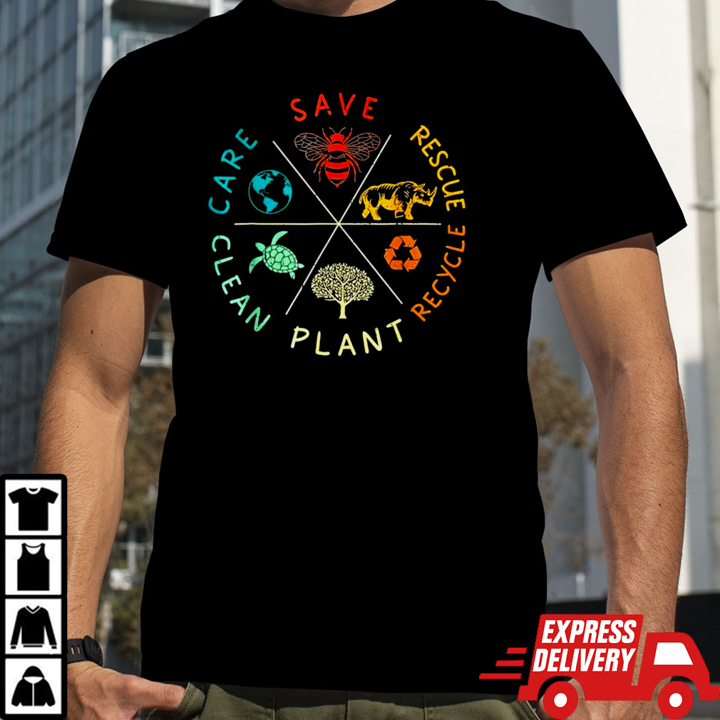 Save bees rescue animals recycle plastic earth day shirt