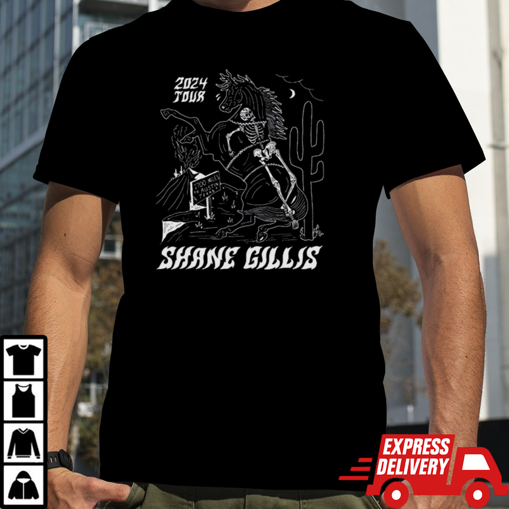 Skeleton And Horse 2024 Tour Shane Gillis 1700 Miles To Austin Texas T-shirt