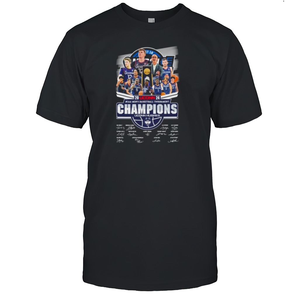 2024 Uconn NCAA Men’s Basketball Tournament Champions Uconn Huskies Signatures Shirt