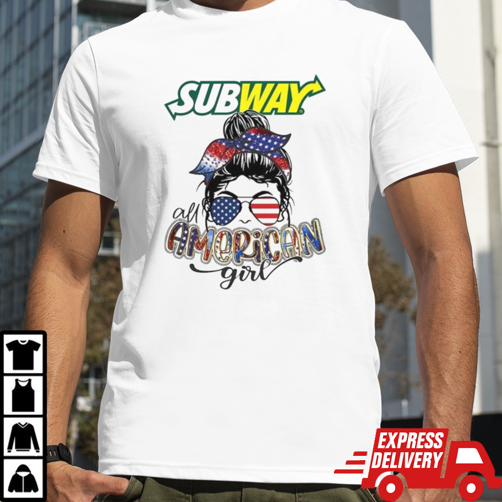 Subway all American girl messy bun shirt