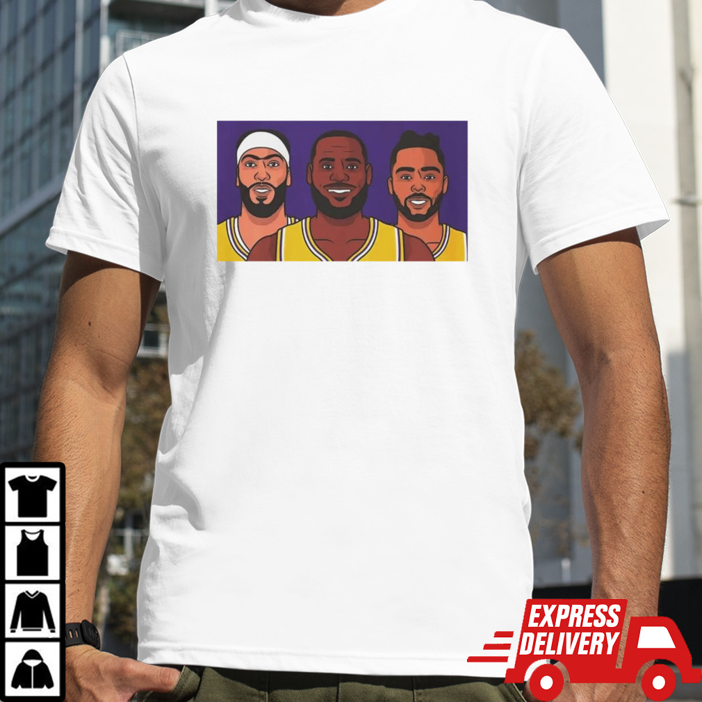 Anthony Davis Lebron James D’angelo Russell Los Angeles Lakers cartoon shirt