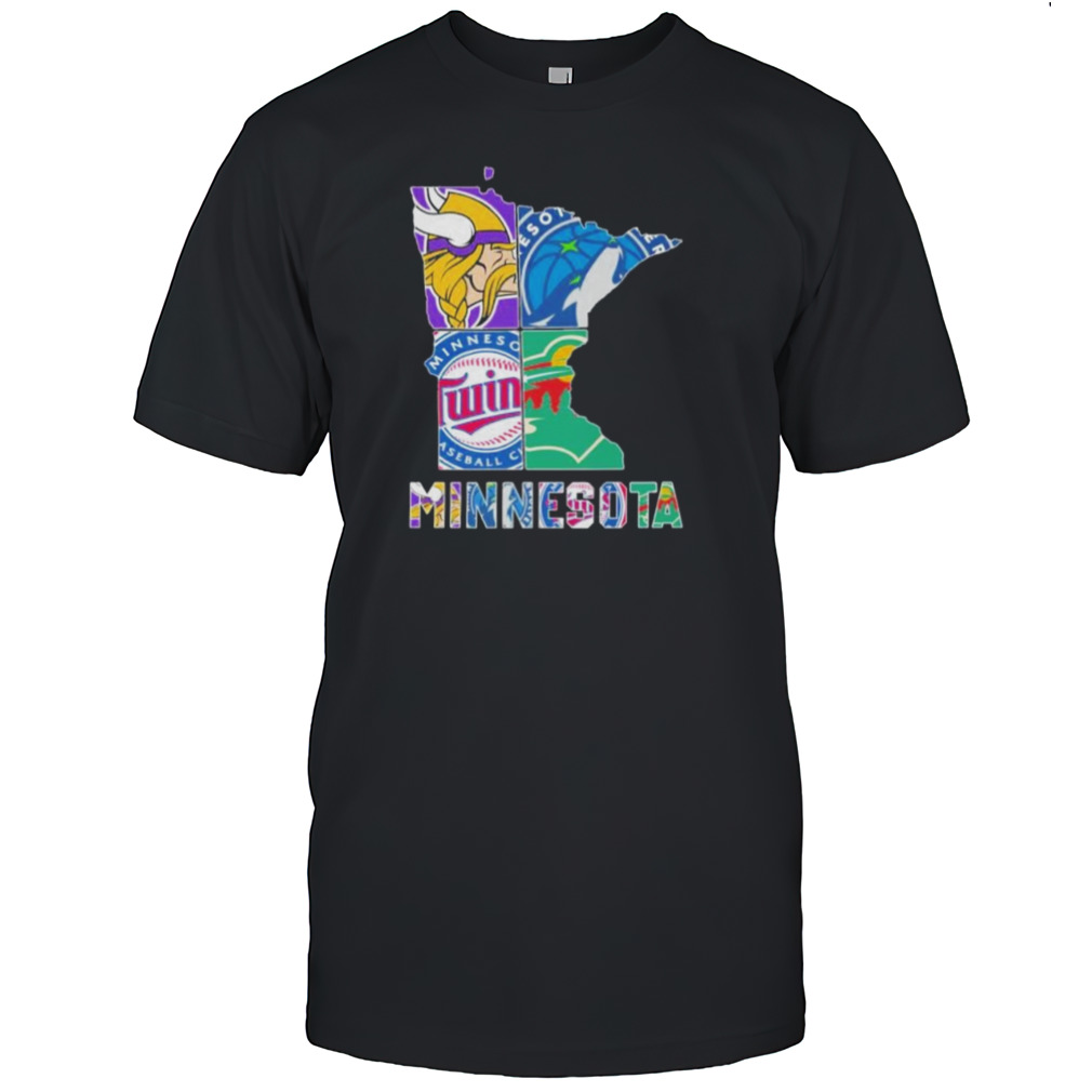 Minnesota Sports Team Logo Map Shirt
