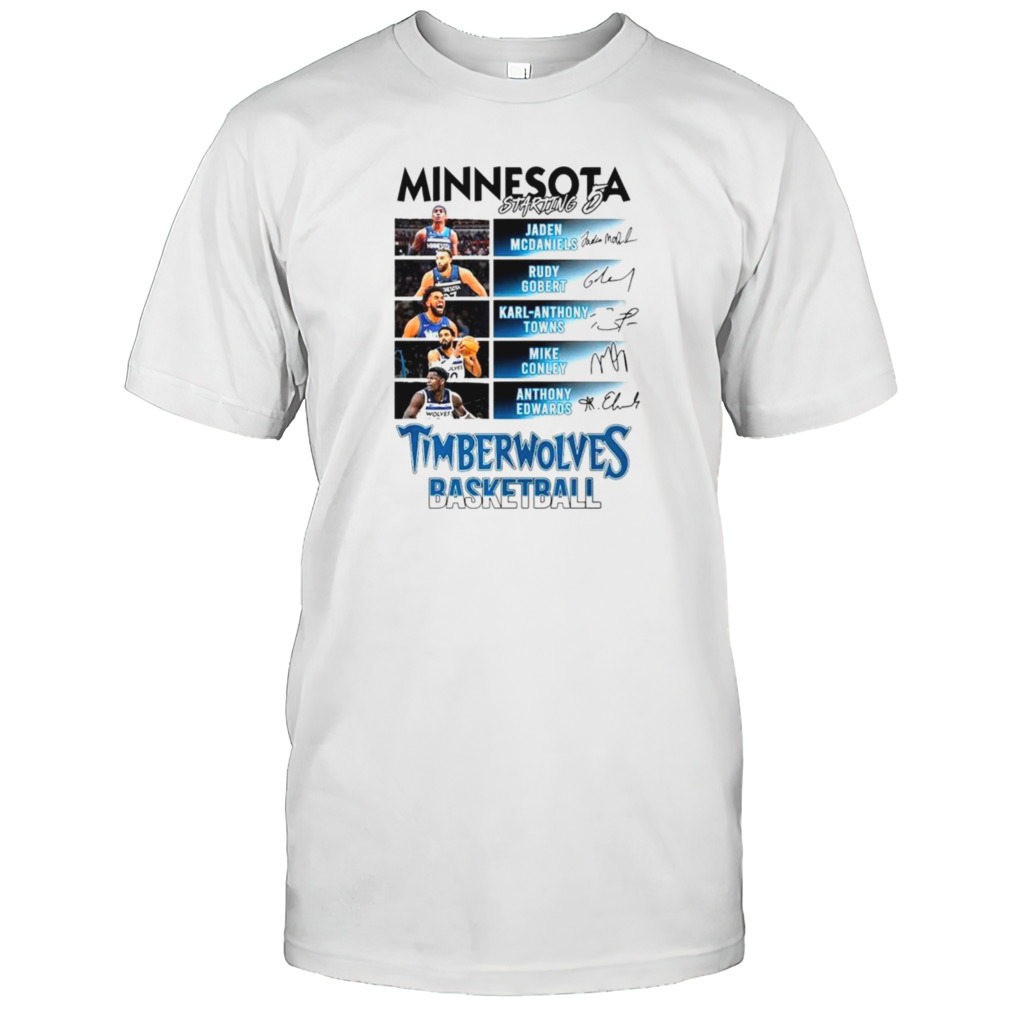 Minnesota Timberwolves Basketball team starting 5 lineup shirts