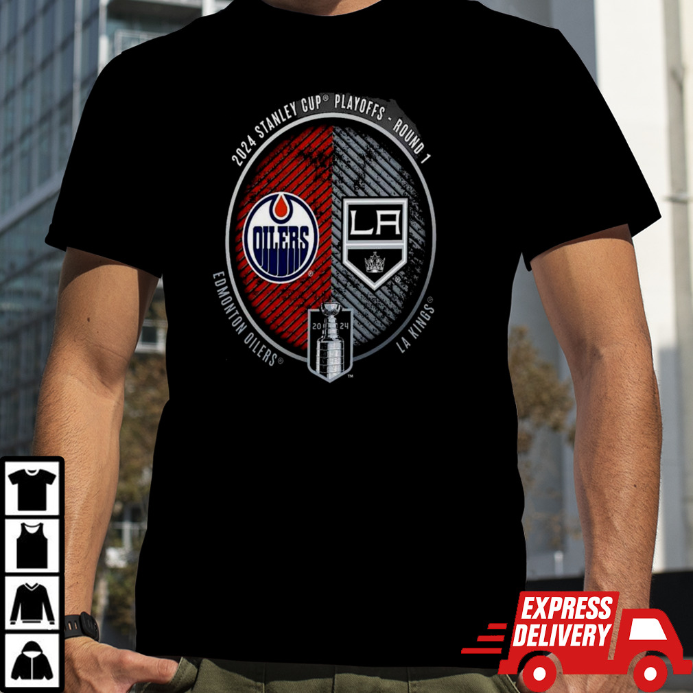 Edmonton Oilers Vs. Los Angeles Kings Inglasco 2024 Stanley Cup Playoffs First Round Dueling Matchup T-shirt