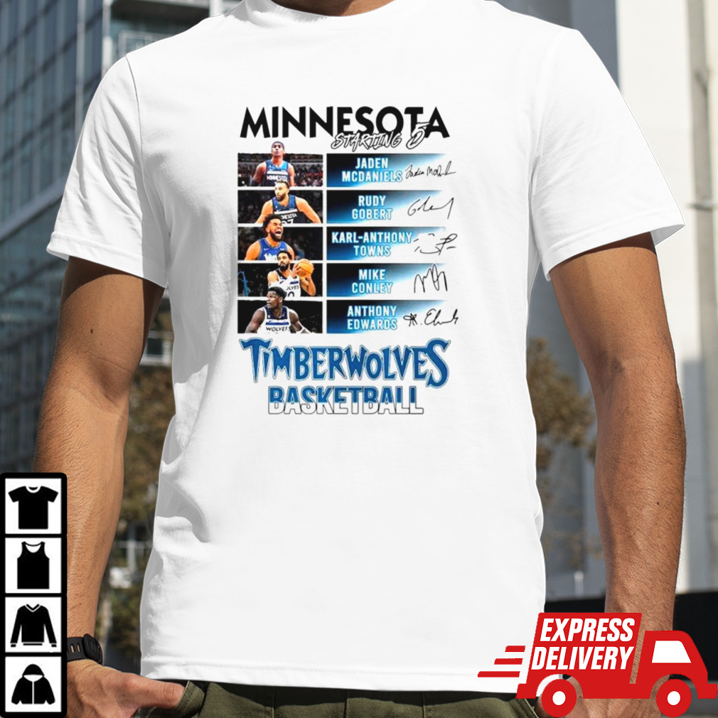 Minnesota Timberwolves Basketball team starting 5 lineup shirt