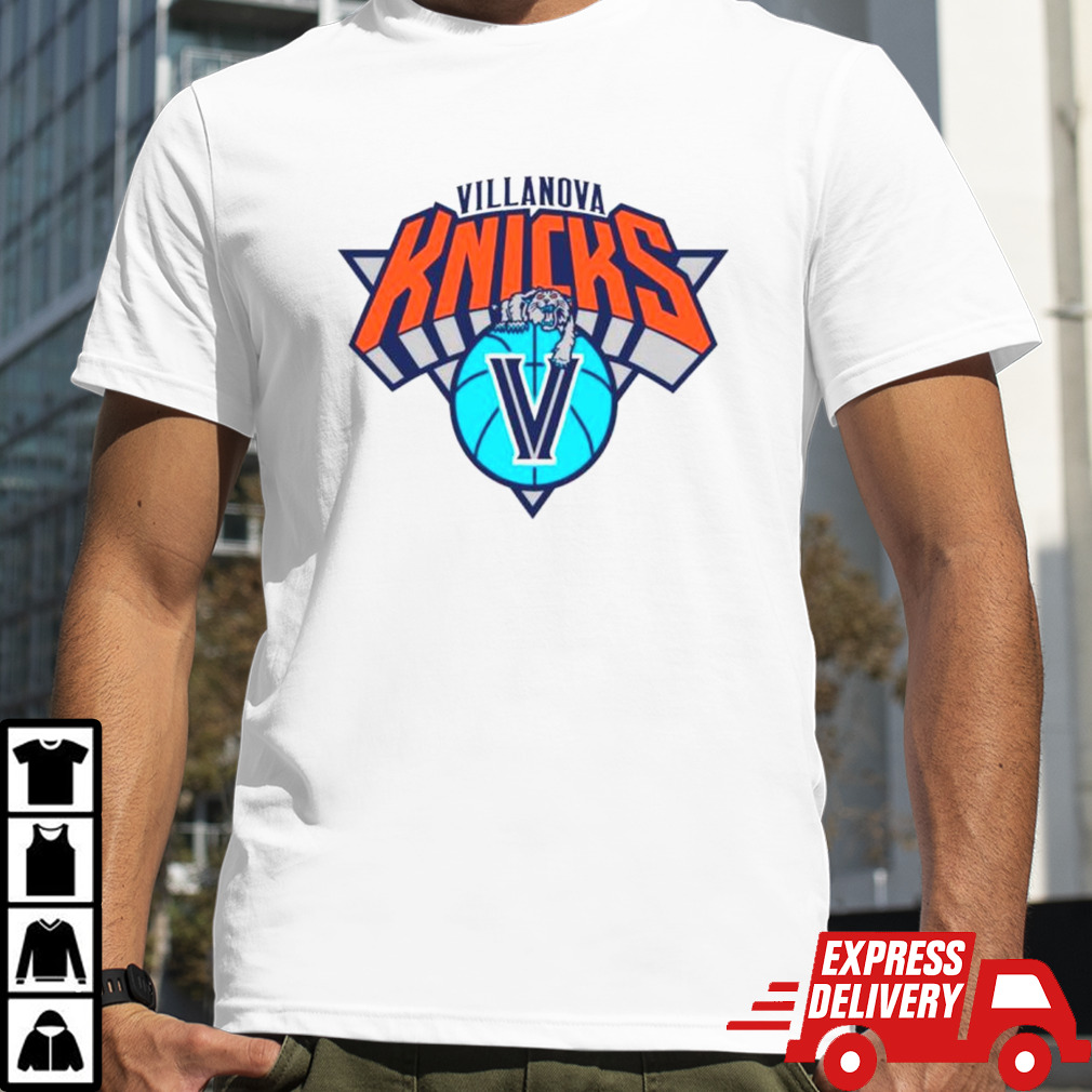 Villanova Wildcats and New York Knicks mashup parody basketball shirt