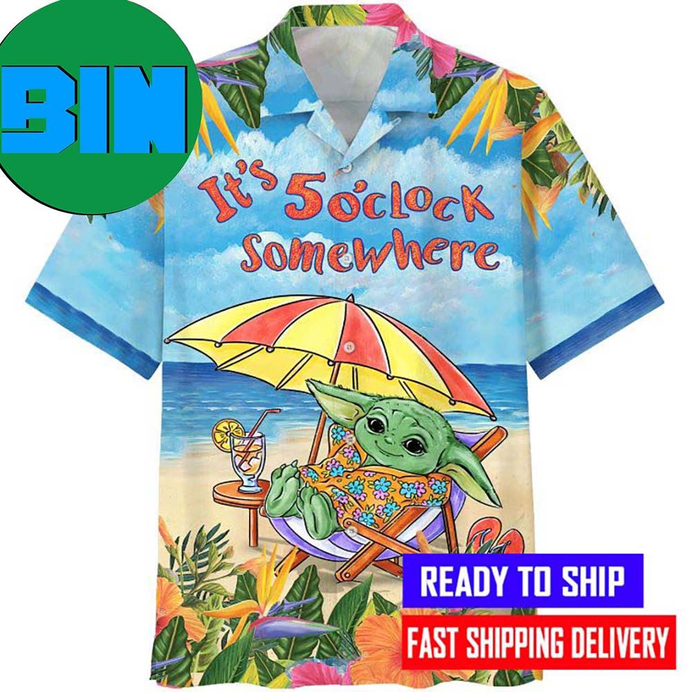 Baby Yoda It's 5 O'clock Somewhere Youth &ampamp Adult Hawaii Shirt