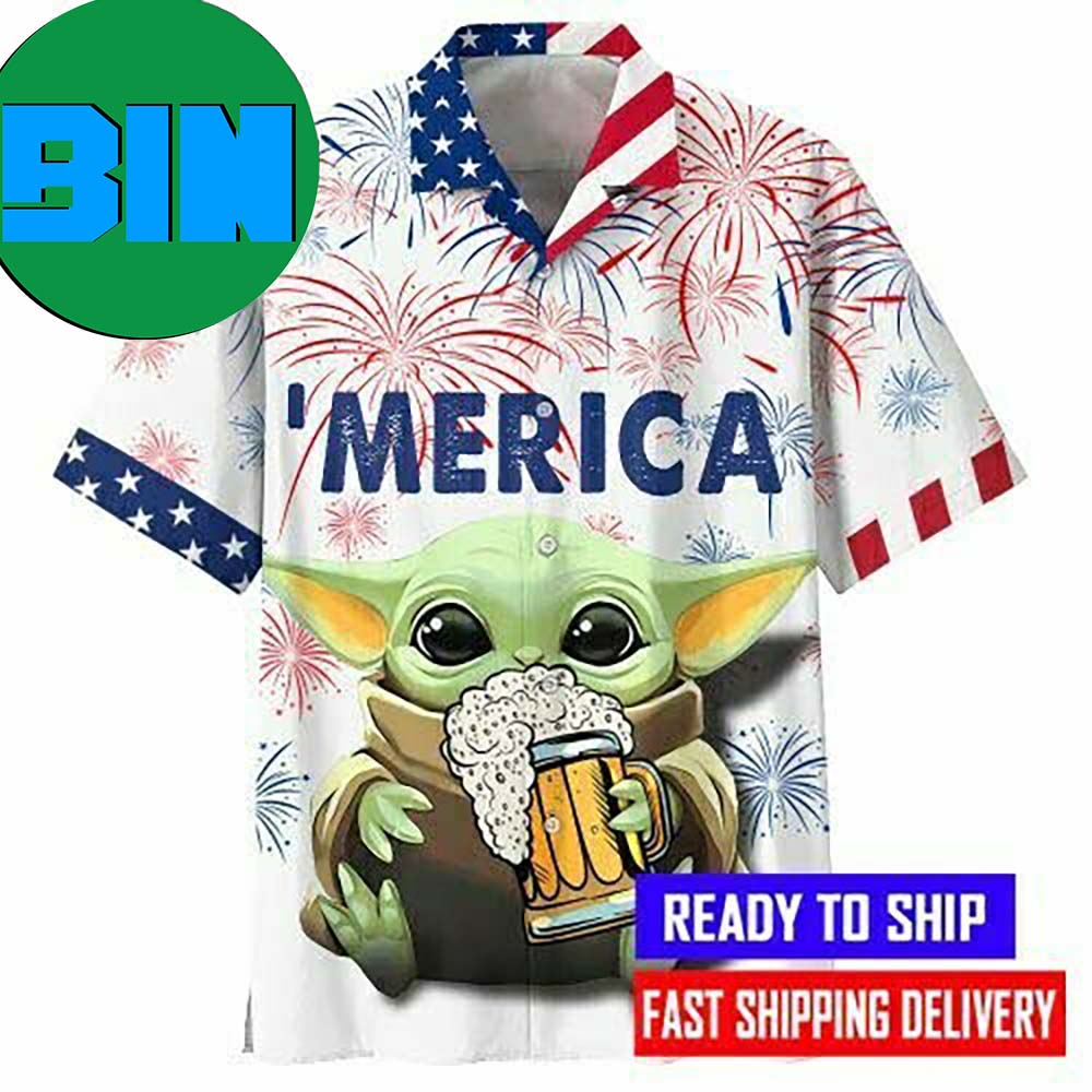 Baby Yoda With Beer Hawaiian Shirt