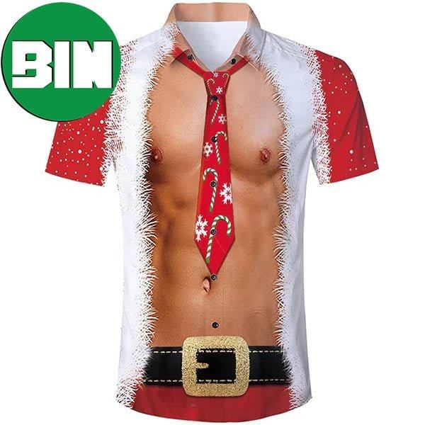 Bare Muscle Christmas Funny Summer Hawaiian Shirt