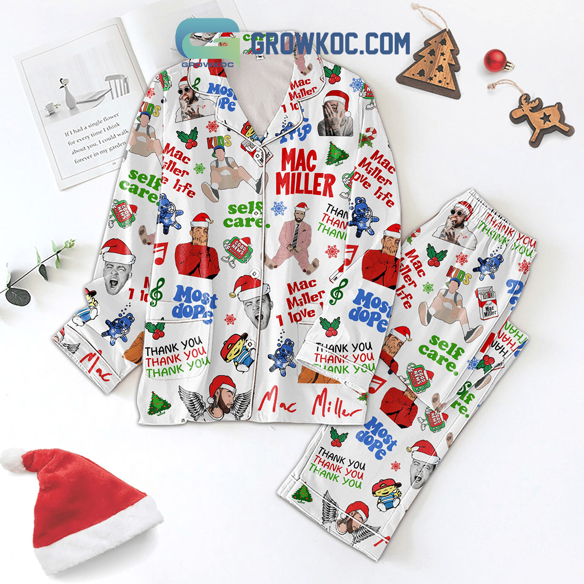 Mac Miller Most Dope Thank You Christmas Polyester Pajamas Set
