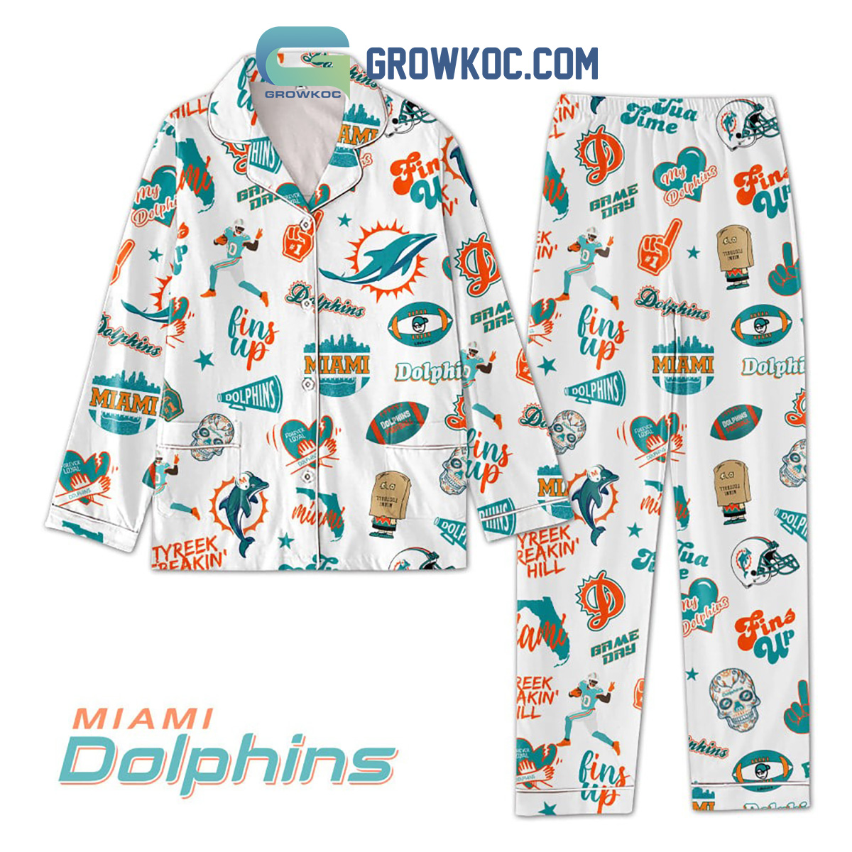 Miami Dolphins Fins Up Game Day Pajamas Sets