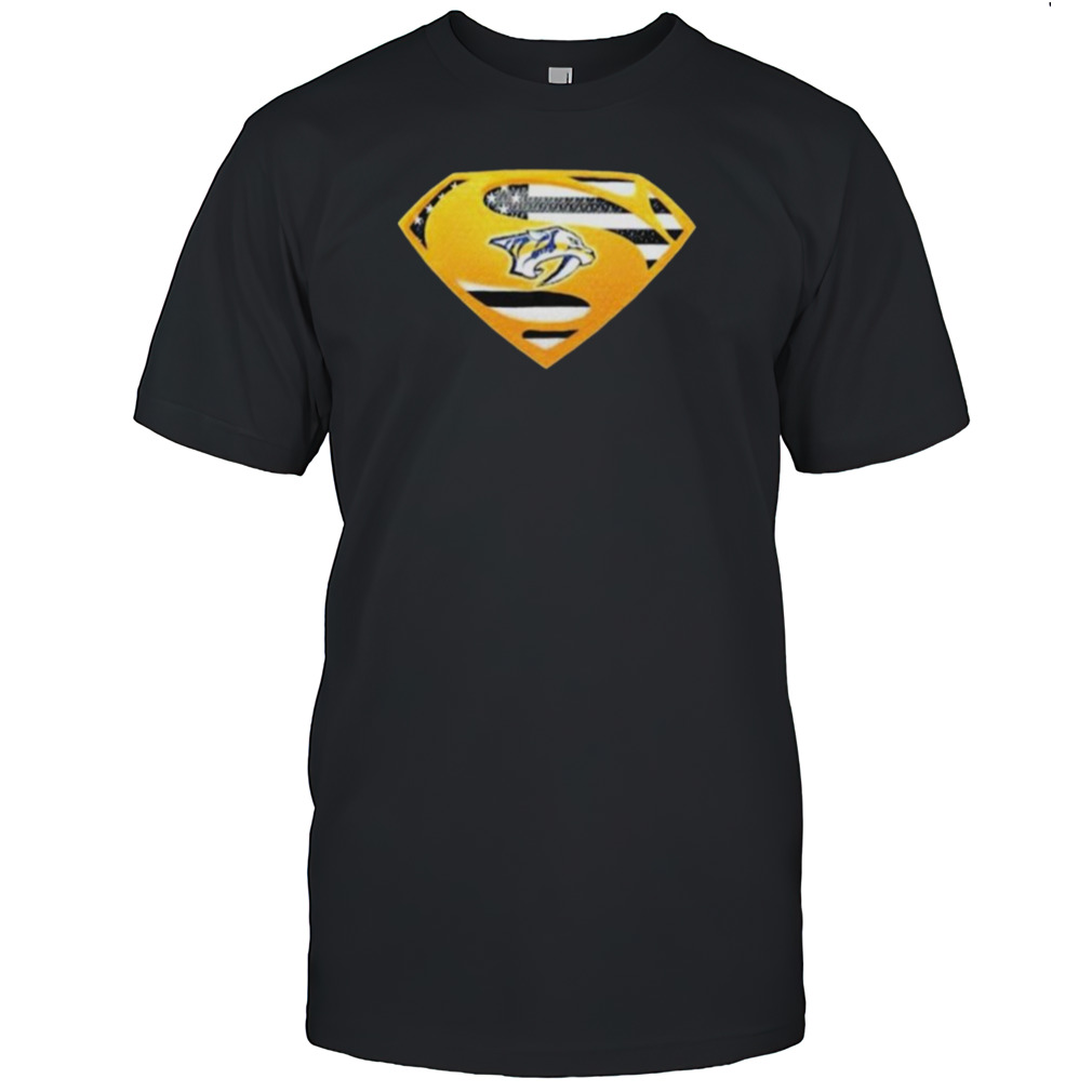 Nashville Predators USA Flag Inside Superman T-Shirt