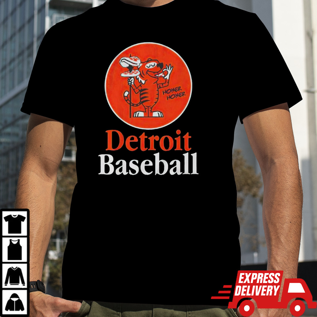 Detroit baseball pizza spear shirt