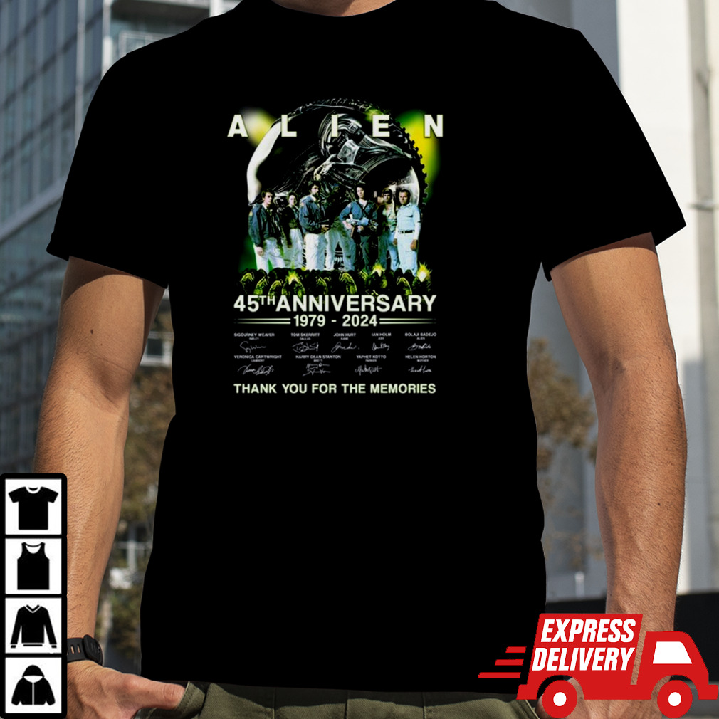 Alien 45th Anniversary 1979 2024 signatures Thank You For The Memories T Shirt