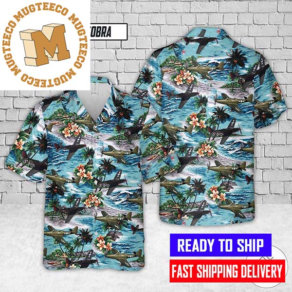 Bell P-63 Kingcobra United States Army Air Forces Hibicus Military Hawaiian Shirt