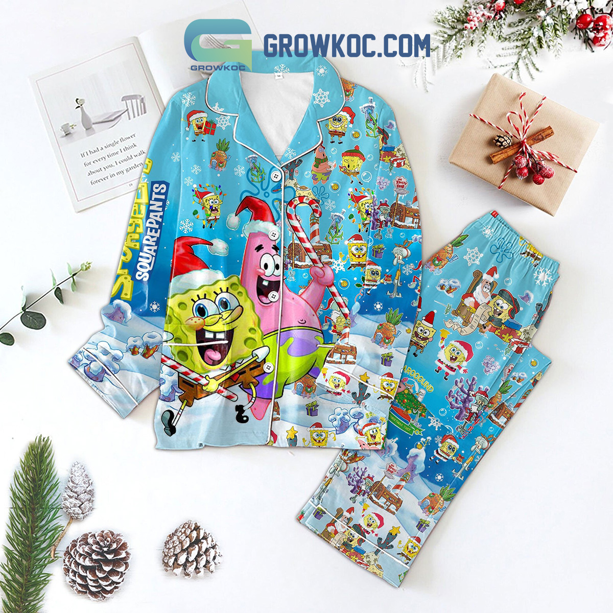 Spongebob Squarepants Bring It Around The Christmas Tree Pajamas Set