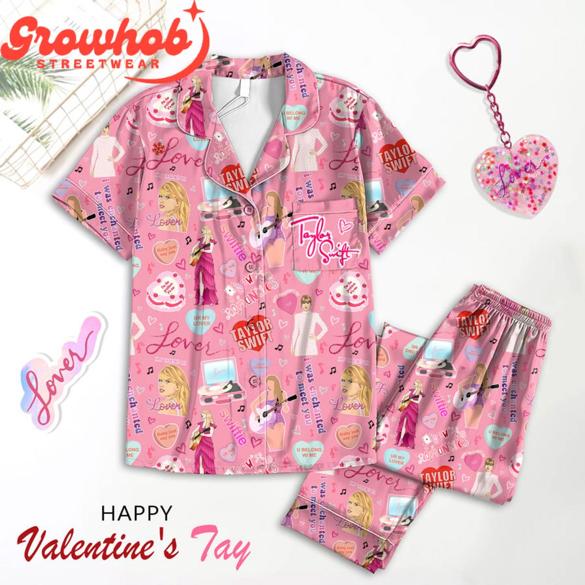 Taylor Swift Happy Valentine's Day Polyester Pajamas Set