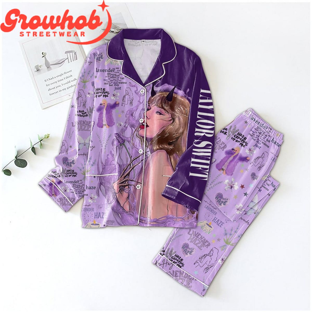 Taylor Swift Valentine Lavender Haze Polyester Pajamas Set Purple Version