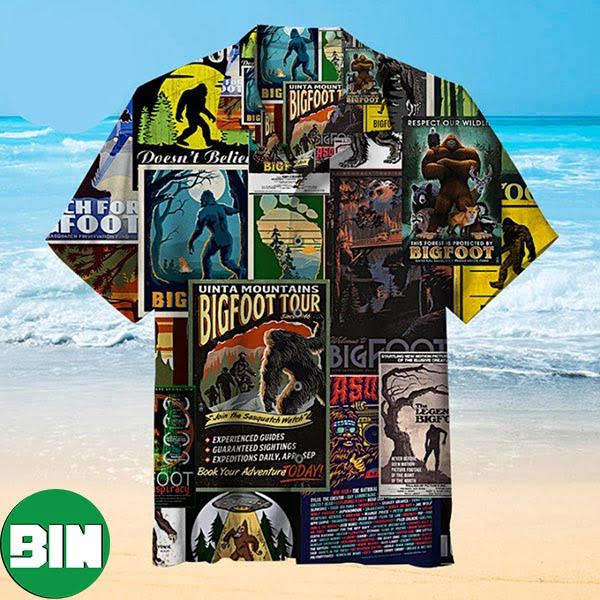 Big Foot Poster Collage Summer Hawaiian Shirt