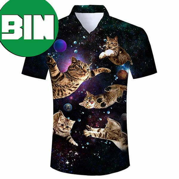 Black Flying Cats Funny Summer Hawaiian Shirt