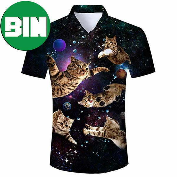 Black Flying Cats Funny Summer Hawaiian Shirt 8844