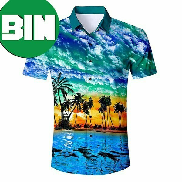 Blue Palm Tree Sky Ugly Aloha Summer Hawaiian Shirt