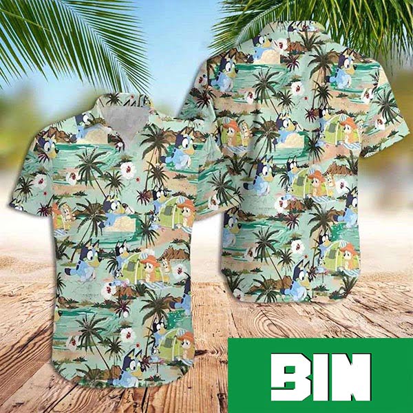 Bluey Hawaiian Shirt Funny Bluey Family Vacation Bluey Cartoon Characters Summer 2023 Hawaiian Shirt