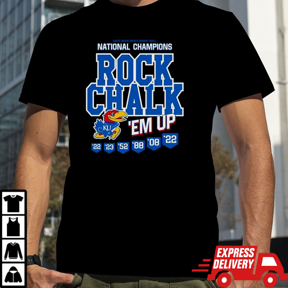 Kansas Jayhawks 2022 Ncaa Men’s Basketball National Champions Rock Chalk ’em Up T-shirt