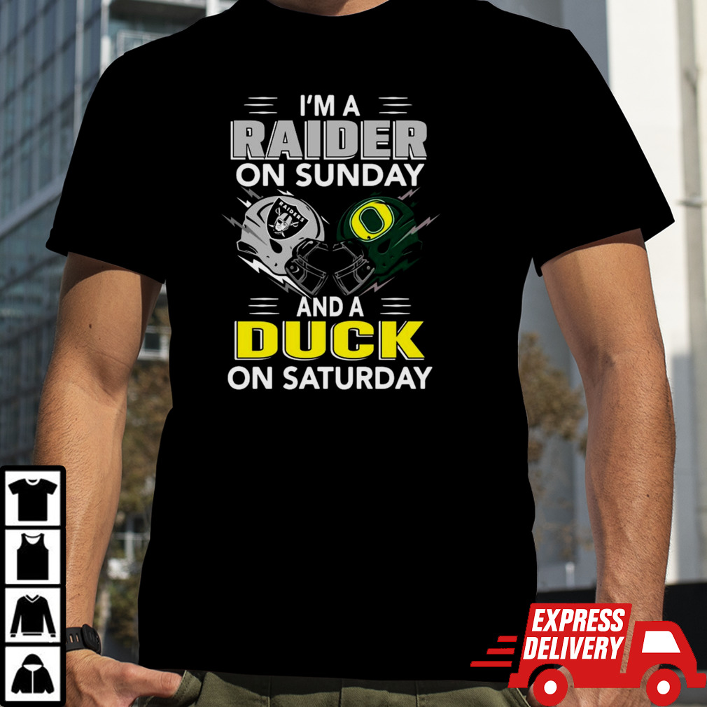 Las Vegas Raiders On Sunday And Oregon Ducks On Saturday Helmet 2024 Shirt