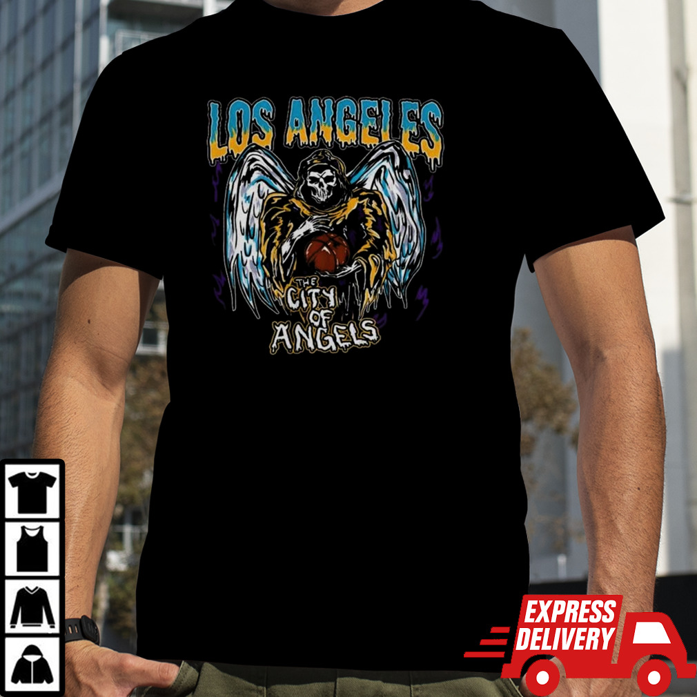 Los Angeles Lakers Nba Basketball Skeleton The City Of Angels T-shirt