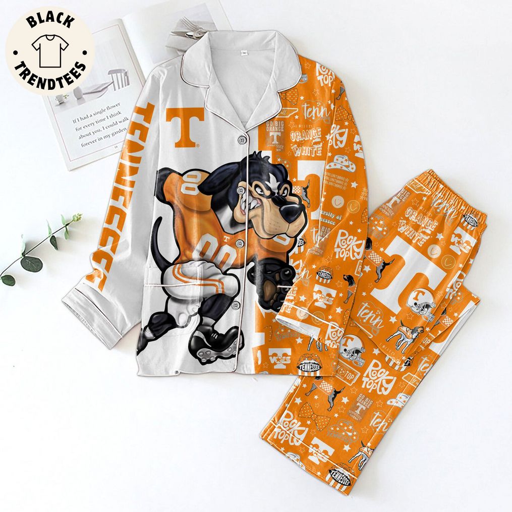 Tennessee Orange White Rocky Top Mascot Design Pijamas Set