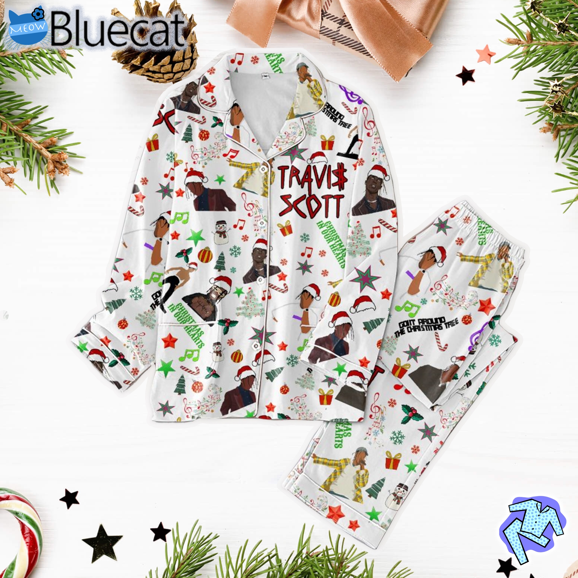 Travis Scott Christmas In Our Hearts Pajamas Set