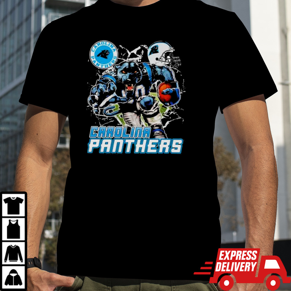 Mascot Breaking Through Wall Carolina Panthers Vintage Shirt